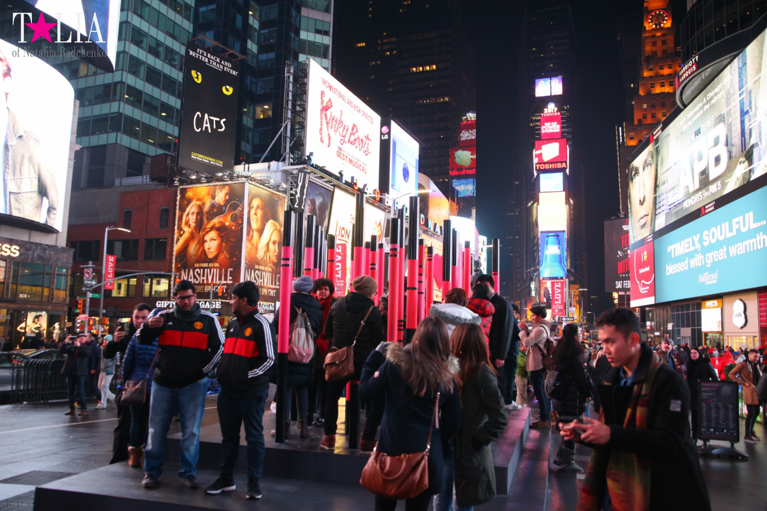 The Heart Sculpture for Valentine's Day and the Red Stairs Duffy in Times Square